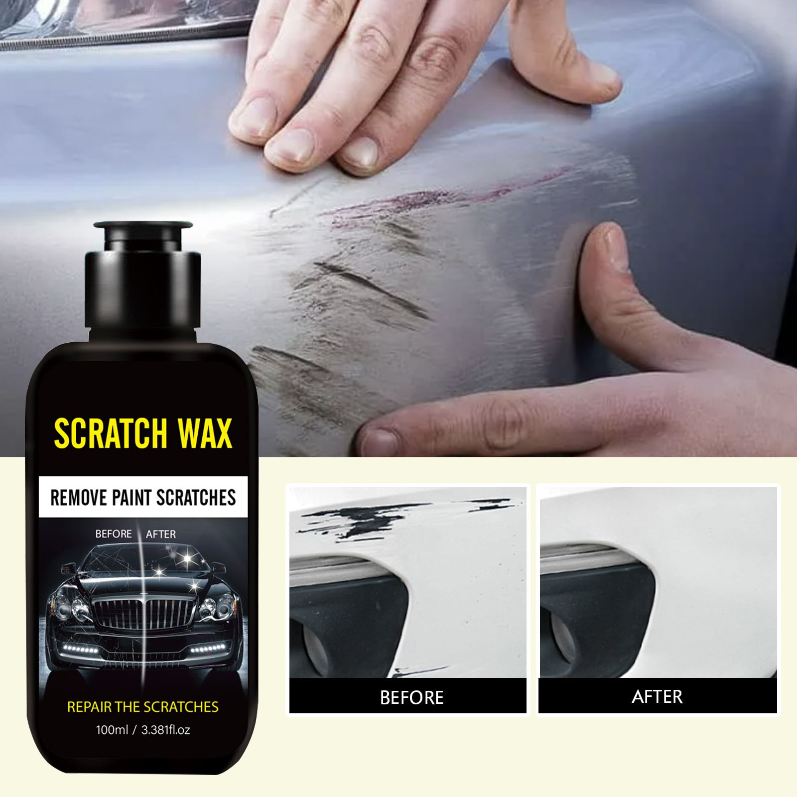 Shiny Car Stuff in Clearance Vehicle Cleaner Scratch Remover Polish Car Scratch Repair Powerful Automotive Scratch Remover Portable Polishing Liquid Suitable for Any Vehicles 100Ml